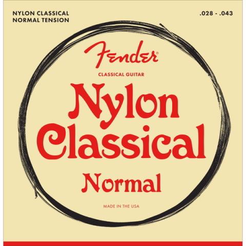 Fender-ガットギター弦Nylon Acoustic Strings, 100 Clear/Silver, Tie End, Gauges .028-.043, (6)