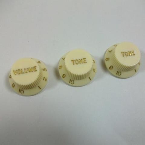 Montreux-コントロールノブセット8573 Strat 1V2T knob set Worn Yellow