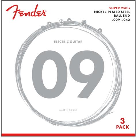 Fender-エレキギター弦3パックセットSuper 250L NPS Ball End Strings (.009-.042 Gauges) 3-Pack