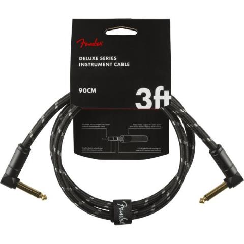 Fender-楽器用ケーブルDeluxe Series Instrument Cable, Angle/Angle, 3', Black Tweed