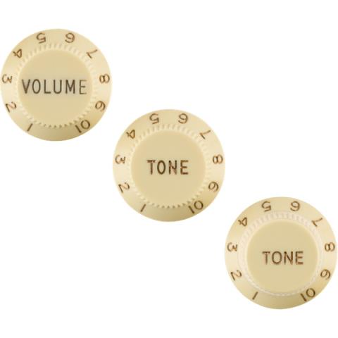 Fender-ストラトキャスターStratocaster Knobs, Aged White (Volume, Tone, Tone) (3) Left-Handed