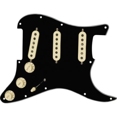 Fender-ピックガードPre-Wired Strat Pickguard, Tex-Mex SSS, Black 11 Hole PG