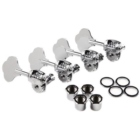 Fender-Deluxe "F" Stamp Bass Tuning Machines, Left-Hand, (4), Chrome