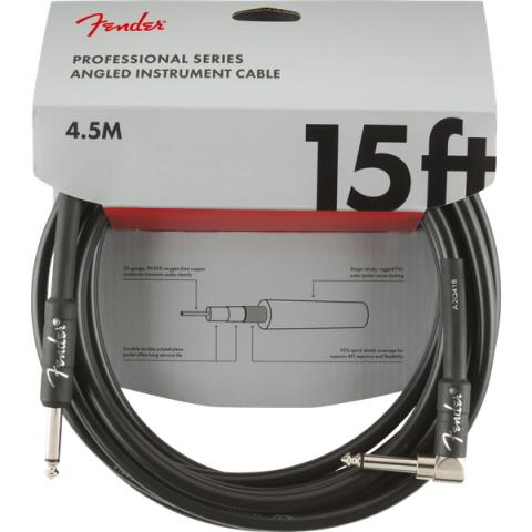 Fender-楽器用ケーブルProfessional Series Instrument Cables, Straight/Angle, 15', Black