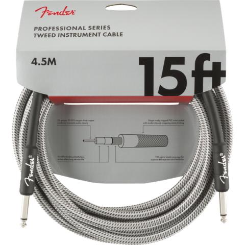 Fender-楽器用ケーブルProfessional Series Instrument Cable, 15', White Tweed
