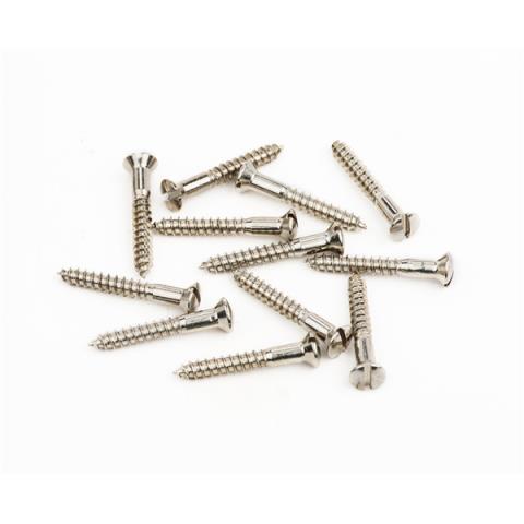 Fender-ネジPure Vintage Slotted Telecaster Bridge/Strap Button Mounting Screws, Nickel (12)