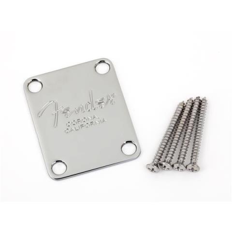 Fender-ジョイントプレート4-Bolt American Series Bass Neck Plate with "Fender Corona" Stamp (Chrome)