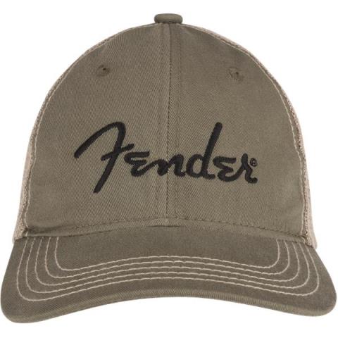 Embroidered Logo Soft Mesh Snapback Hat, Olive/Khakiサムネイル