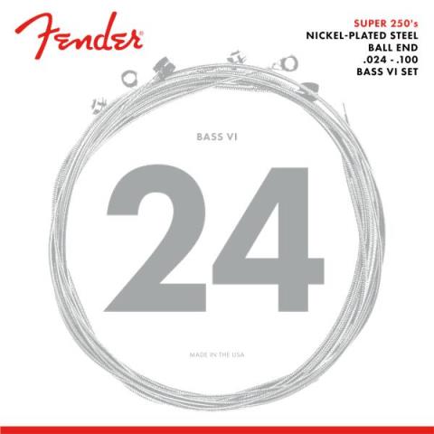 Fender-エレキギター弦Super 250 Bass VI Strings, Nickel Plated Steel, Ball End