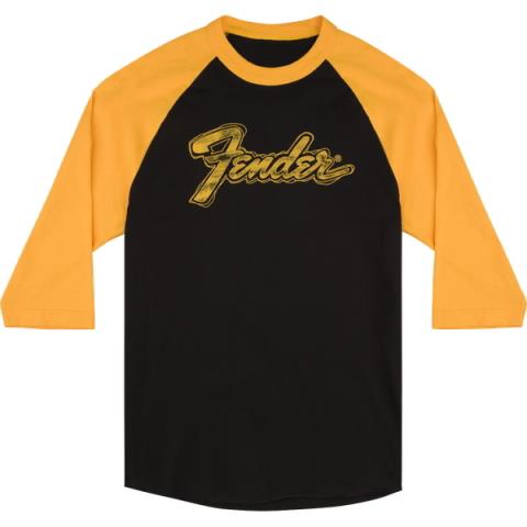 Fender Doodle 3/4 Sleeve Raglan Shirt, Black and Yellow, Sサムネイル