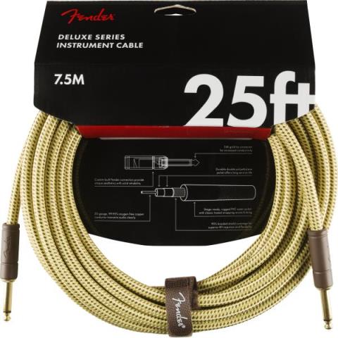 Fender-楽器用ケーブルDeluxe Series Instrument Cable, Straight/Straight, 25', Tweed
