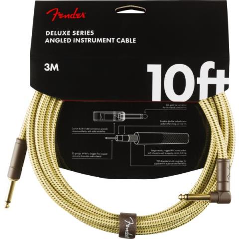 Fender-楽器用ケーブルDeluxe Series Instrument Cable, Straight/Angle, 10', Tweed