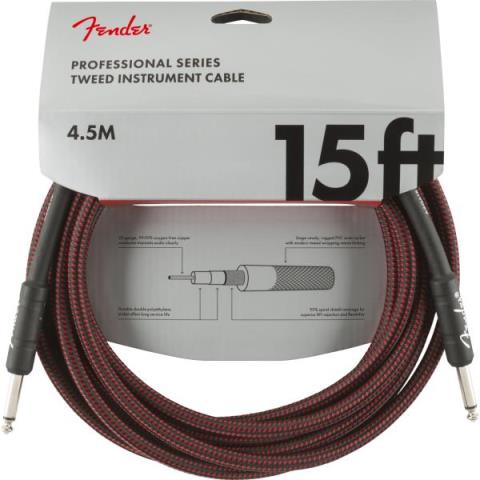 Fender-楽器用シールドProfessional Series Instrument Cable, 15', Red Tweed