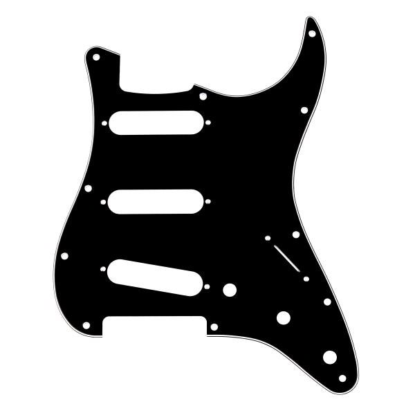 Fender-ピックガードPickguard, Stratocaster S/S/S, 11-Hole Mount, B/W/B, 3-Ply