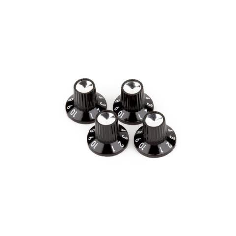 Fender-Black/Silver Skirted (1-10) Push-On Amplifier Knobs, Black (4)