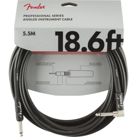 Fender-楽器用ケーブルProfessional Series Instrument Cable, Straight/Angle, 18.6', Black