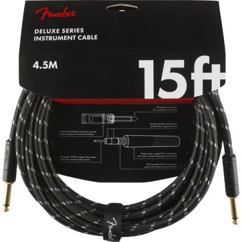 Fender-楽器用ケーブルDeluxe Series Instrument Cable, Straight/Straight, 15', Black Tweed