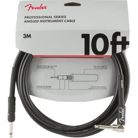 FenderProfessional Series Instrument Cable, Straight-Angle, 10', Black
