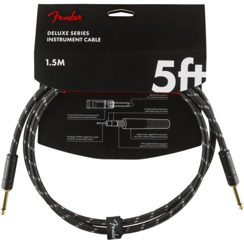 Fender-楽器用ケーブルDeluxe Series Instruments Cable, Straight/Straight, 5', Black Tweed