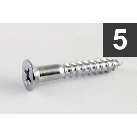 ALLPARTS-ブリッジ取付ネジGS-0063-010 Pack of 5 Chrome Bridge Mounting Screws