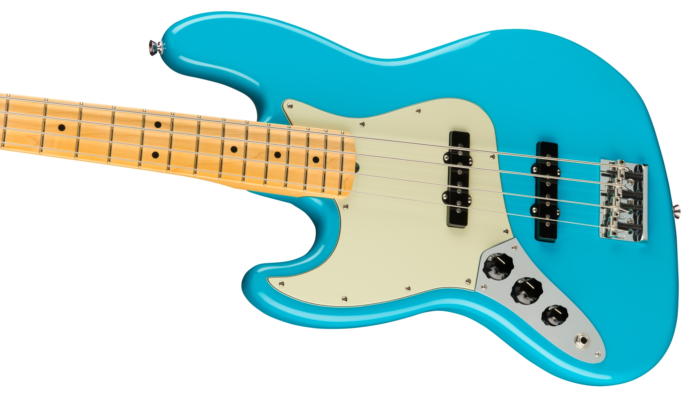 American Professional II Jazz Bass Left-Hand, Maple Fingerboard, Miami Blue追加画像