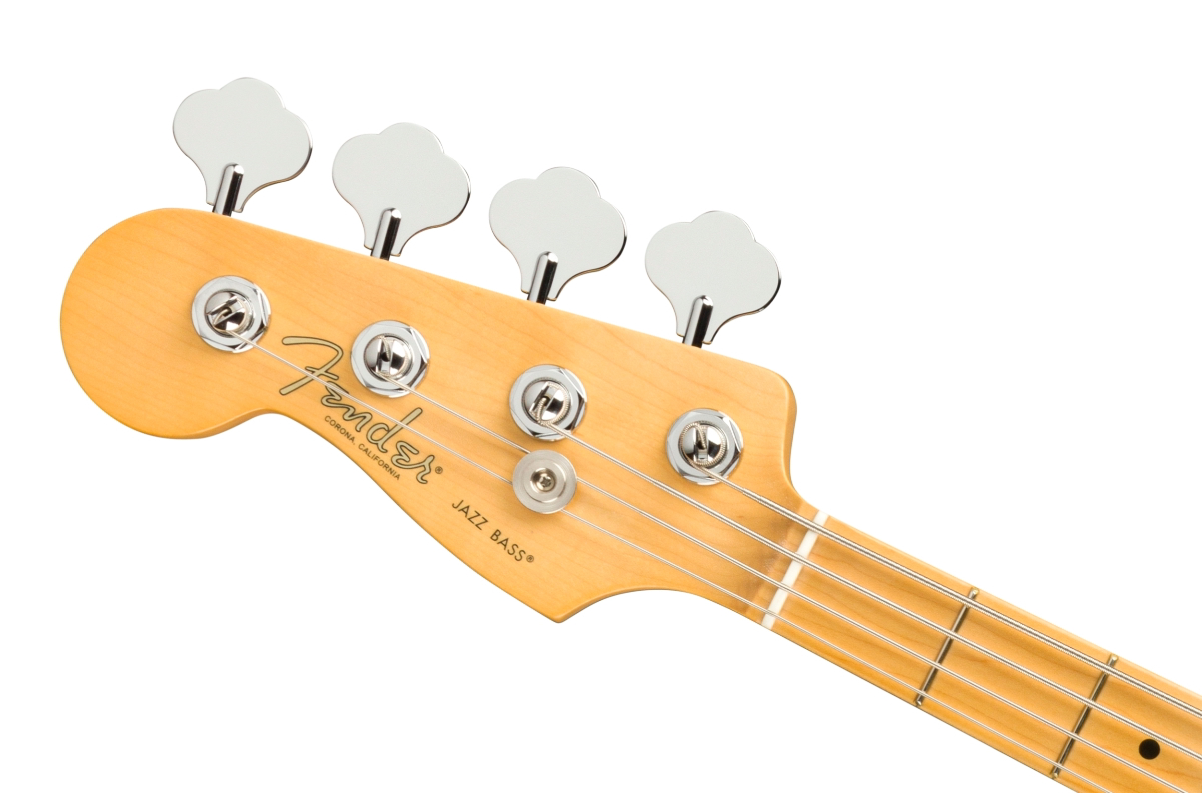 American Professional II Jazz Bass Left-Hand, Maple Fingerboard, Miami Blueヘッド画像