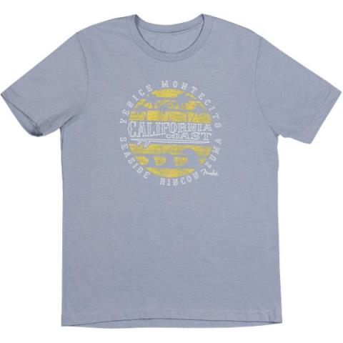 Fender Cali Coastal Yellow Waves Men's Tee, Blue, Mサムネイル