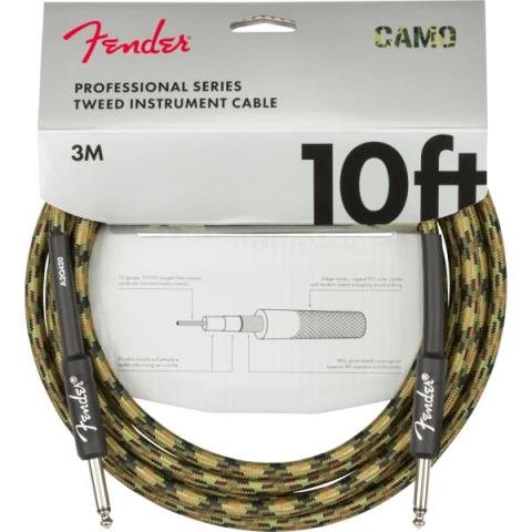 Fender-楽器用ケーブルProfessional Series Instrument Cable, Straight/Straight, 10', Woodland Camo