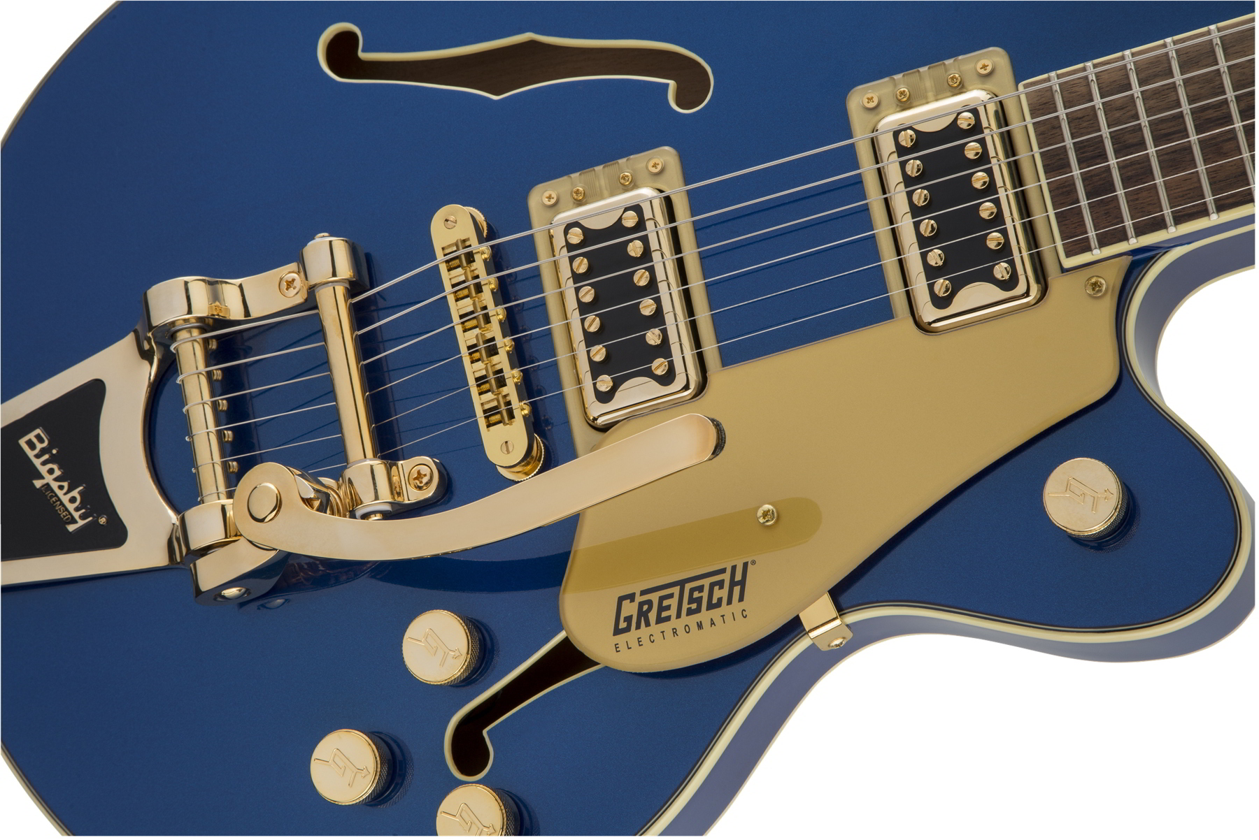 G5655TG Electromatic Center Block Jr. Single-Cut with Bigsby and Gold Hardware, Laurel Fingerboard, Azure Metallic追加画像 G5655TG Electromatic Center Block Jr. Single-Cut with Bigsby and Gold Hardware, Laurel Fingerboard, Azure Metallic追加画像