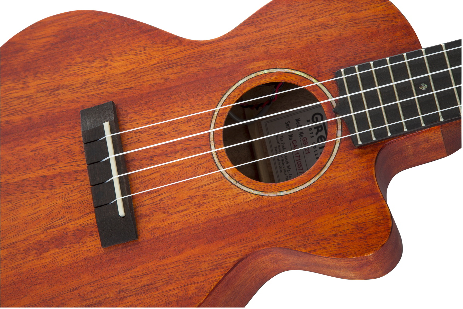 G9121 A.C.E. Tenor Ukulele with Gig Bag, Ovangkol Fingerboard, Acoustic-Cutaway-Electric, Fishman Kula Pickup, Honey Mahogany Stain追加画像 G9121 A.C.E. Tenor Ukulele with Gig Bag, Ovangkol Fingerboard, Acoustic-Cutaway-Electric, Fishman Kula Pickup, Honey Mahogany Stain追加画像