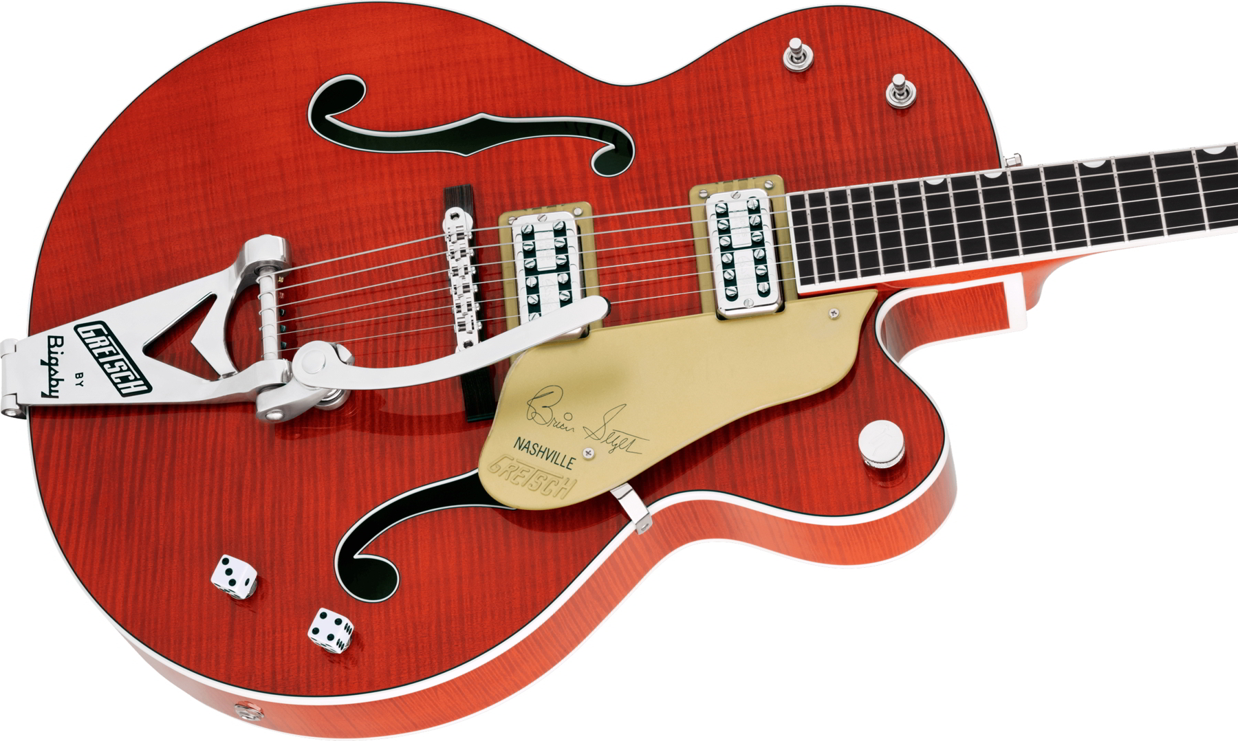 G6120TFM-BSNV Brian Setzer Signature Nashville Hollow Body with Bigsby and Flame Maple, Ebony Fingerboard, Orange Stain追加画像 G6120TFM-BSNV Brian Setzer Signature Nashville Hollow Body with Bigsby and Flame Maple, Ebony Fingerboard, Orange Stain追加画像