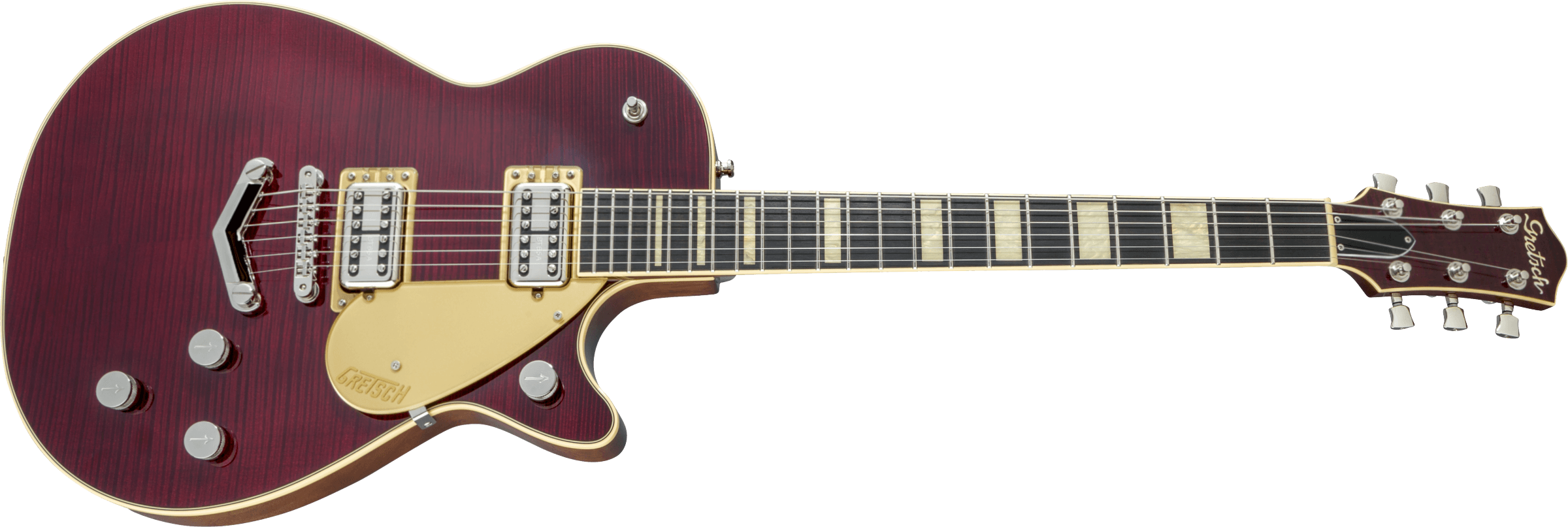 G6228FM Players Edition Jet BT with V-Stoptail and Flame Maple, Ebony Fingerboard, Dark Cherry Stain追加画像 G6228FM Players Edition Jet BT with V-Stoptail and Flame Maple, Ebony Fingerboard, Dark Cherry Stain追加画像