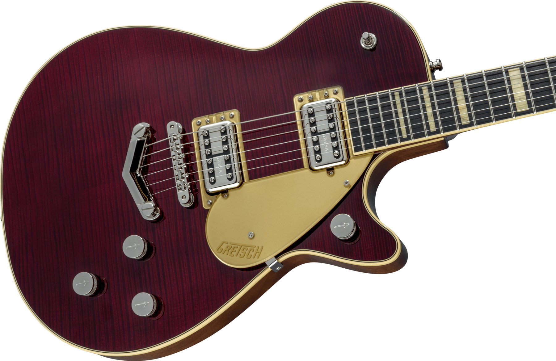 G6228FM Players Edition Jet BT with V-Stoptail and Flame Maple, Ebony Fingerboard, Dark Cherry Stain追加画像 G6228FM Players Edition Jet BT with V-Stoptail and Flame Maple, Ebony Fingerboard, Dark Cherry Stain追加画像