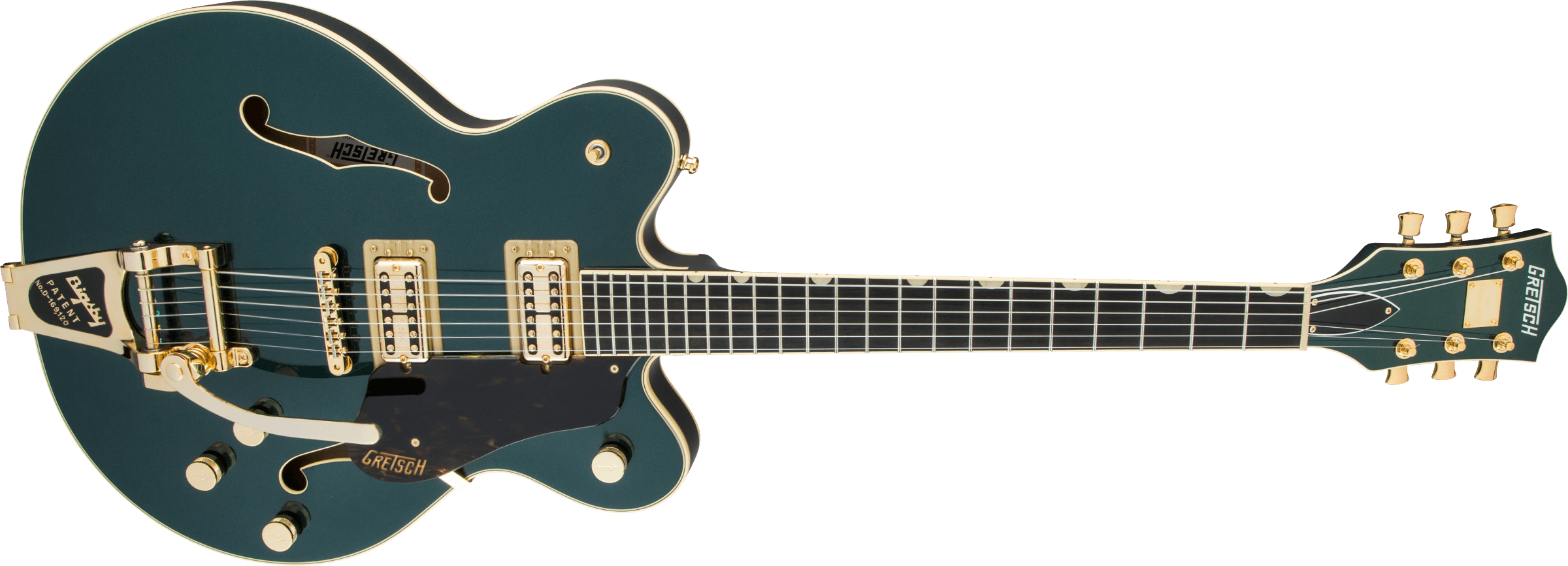 G6609TG Players Edition Broadkaster Center Block Double-Cut with String-Thru Bigsby and Gold Hardware, USA Full'Tron Pickups, Cadillac Green追加画像