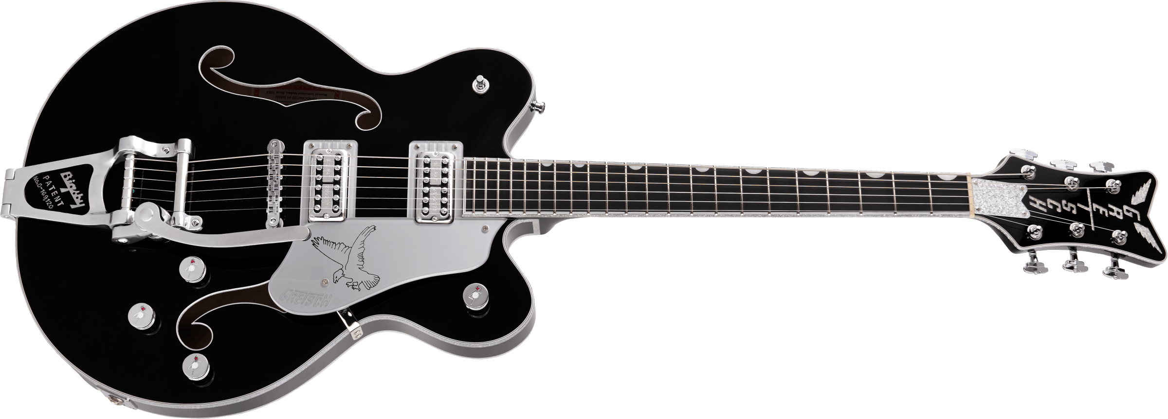 G6636TSL Players Edition Silver Falcon Center Block Double-Cut with String-Thru Bigsby, Filter’Tron Pickups, Black追加画像