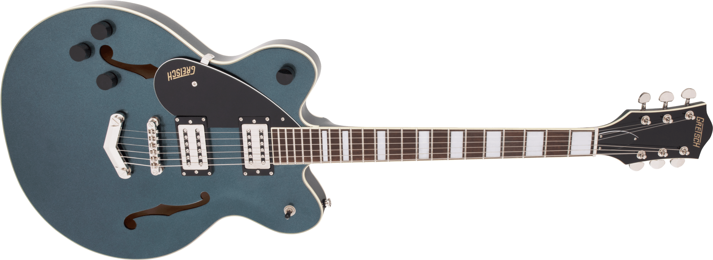 G2622LH Streamliner Center Block Double-Cut with V-Stoptail, Left-Handed, Broad'Tron BT-2S Pickups, Laurel Fingerboard, Gunmetal追加画像 G2622LH Streamliner Center Block Double-Cut with V-Stoptail, Left-Handed, Broad'Tron BT-2S Pickups, Laurel Fingerboard, Gunmetal追加画像