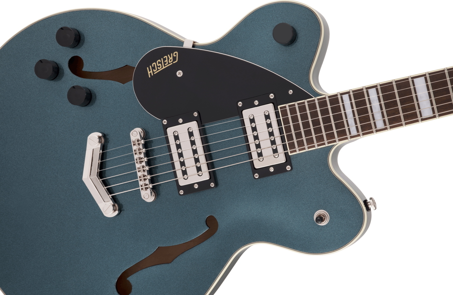 G2622LH Streamliner Center Block Double-Cut with V-Stoptail, Left-Handed, Broad'Tron BT-2S Pickups, Laurel Fingerboard, Gunmetal追加画像 G2622LH Streamliner Center Block Double-Cut with V-Stoptail, Left-Handed, Broad'Tron BT-2S Pickups, Laurel Fingerboard, Gunmetal追加画像