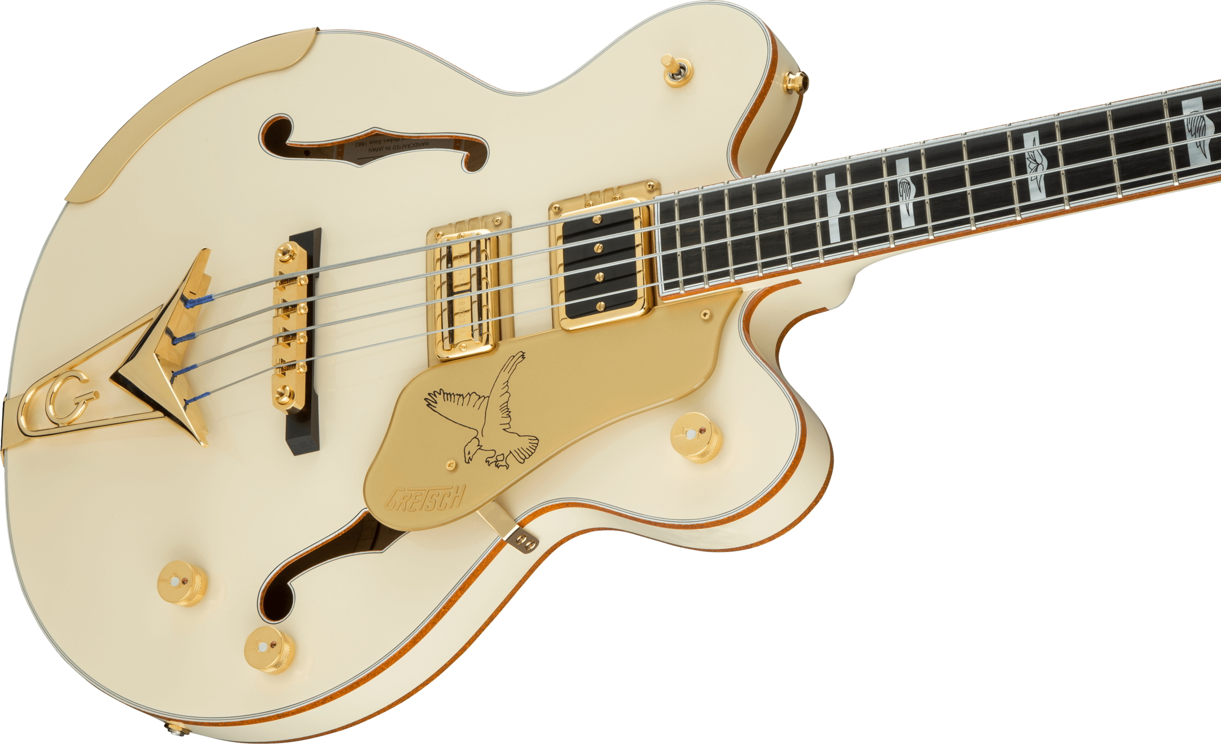 G6136B-TP Tom Petersson Signature Falcon 4-String Bass with Cadillac Tailpiece, Rumble’Tron Pickup, Aged White Lacquer追加画像 G6136B-TP Tom Petersson Signature Falcon 4-String Bass with Cadillac Tailpiece, Rumble’Tron Pickup, Aged White Lacquer追加画像