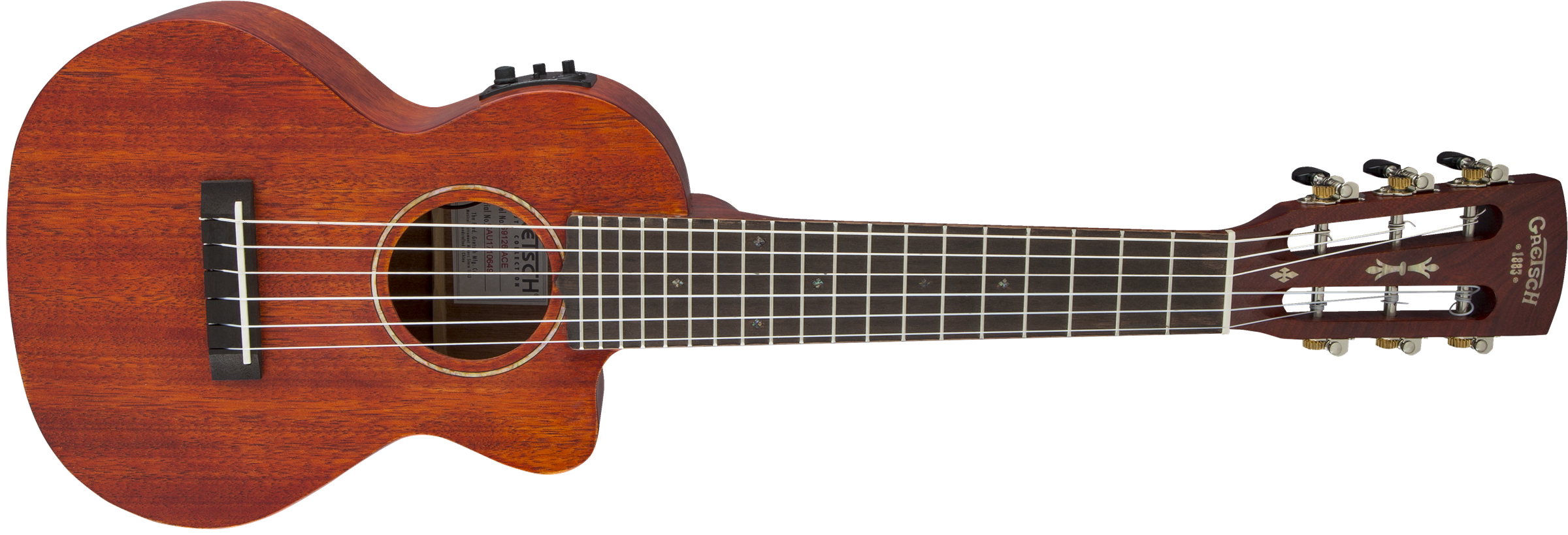 G9126 A.C.E. Guitar-Ukulele, Acoustic-Cutaway-Electric with Gig Bag, Ovangkol Fingerboard, Fishman Kula Pickup, Honey Mahogany Stain追加画像 G9126 A.C.E. Guitar-Ukulele, Acoustic-Cutaway-Electric with Gig Bag, Ovangkol Fingerboard, Fishman Kula Pickup, Honey Mahogany Stain追加画像