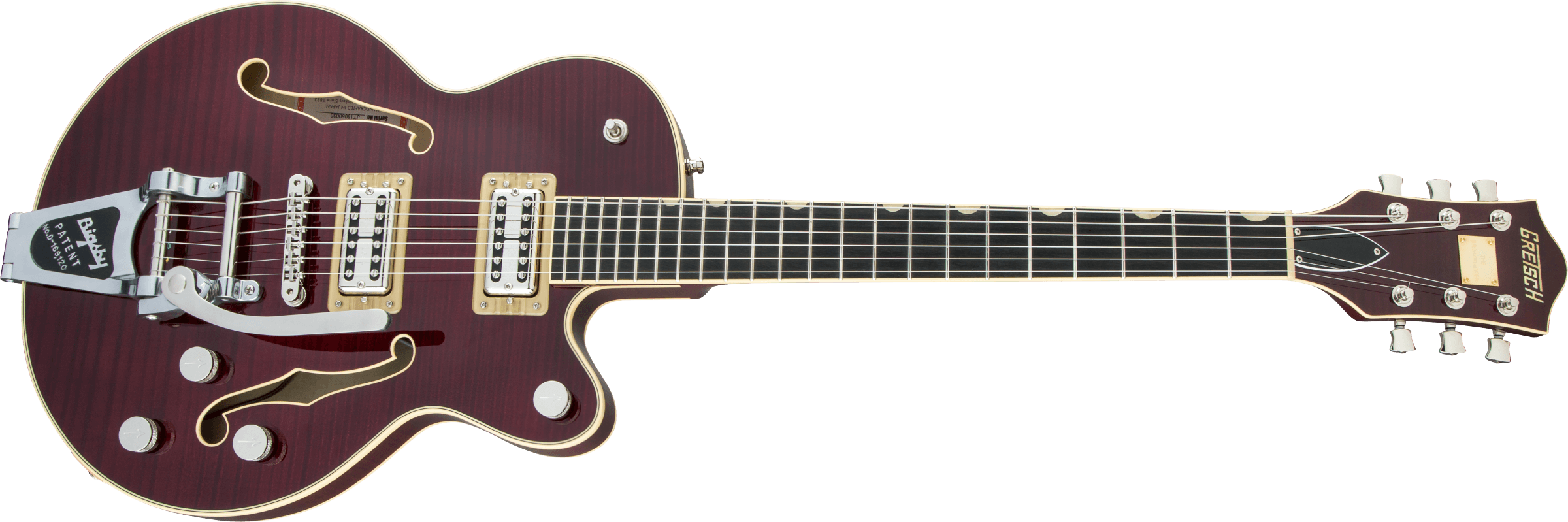 G6659TFM Players Edition Broadkaster Jr. Center Block Single-Cut with String-Thru Bigsby and Flame Maple, USA Full'Tron Pickups, Dark Cherry Stain追加画像 G6659TFM Players Edition Broadkaster Jr. Center Block Single-Cut with String-Thru Bigsby and Flame Maple, USA Full'Tron Pickups, Dark Cherry Stain追加画像