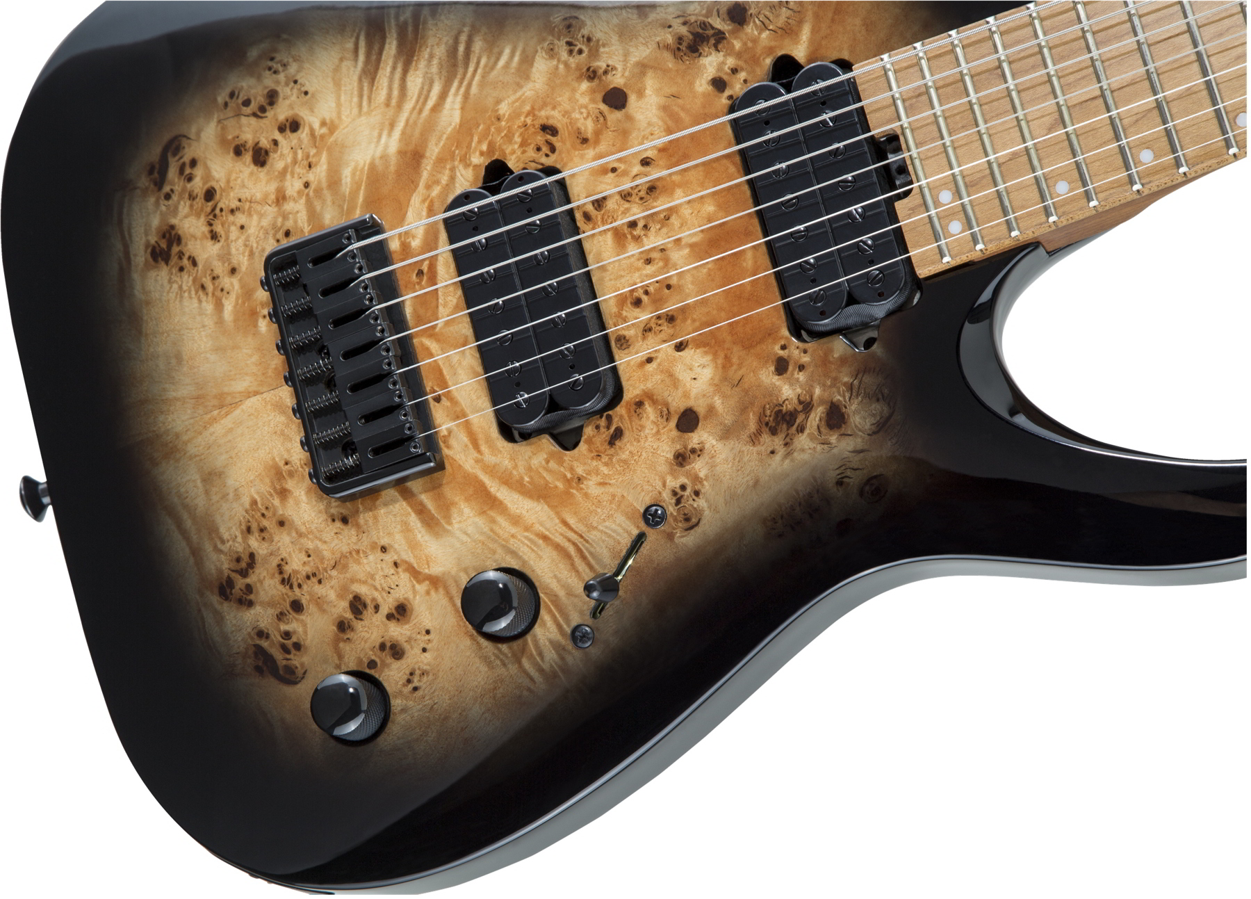 Pro Series Signature Misha Mansoor Juggernaut HT7P, Caramelized Maple Fingerboard, Black Burst Burl追加画像 Pro Series Signature Misha Mansoor Juggernaut HT7P, Caramelized Maple Fingerboard, Black Burst Burl追加画像