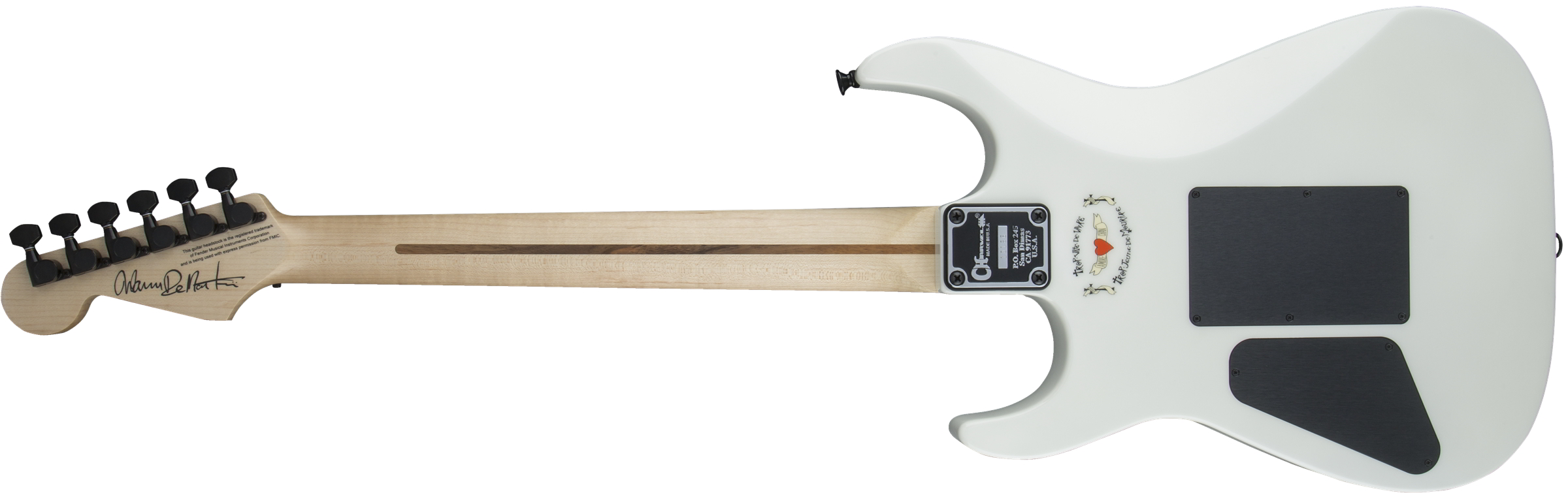 Warren DeMartini USA Signature Frenchie, Maple Fingerboard, Snow White with Frenchie Graphic背面画像 Warren DeMartini USA Signature Frenchie, Maple Fingerboard, Snow White with Frenchie Graphic背面画像