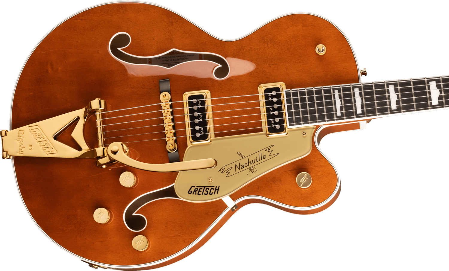 G6120TG-DS Players Edition Nashville® Hollow Body DS with String-Thru Bigsby® and Gold Hardware, Ebony Fingerboard, Roundup Orange追加画像 G6120TG-DS Players Edition Nashville® Hollow Body DS with String-Thru Bigsby® and Gold Hardware, Ebony Fingerboard, Roundup Orange追加画像