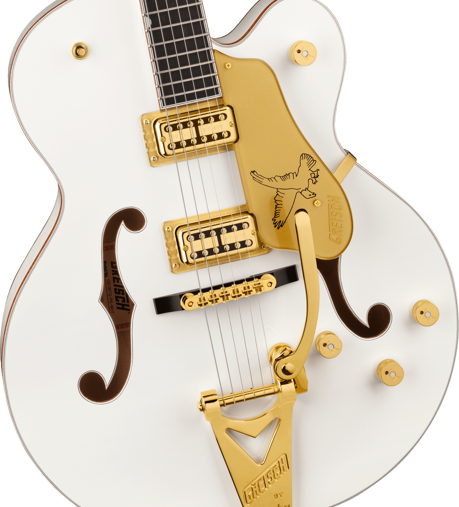 G6136TG Players Edition Falcon™ Hollow Body with String-Thru Bigsby® and Gold Hardware, Ebony Fingerboard, White追加画像 G6136TG Players Edition Falcon™ Hollow Body with String-Thru Bigsby® and Gold Hardware, Ebony Fingerboard, White追加画像