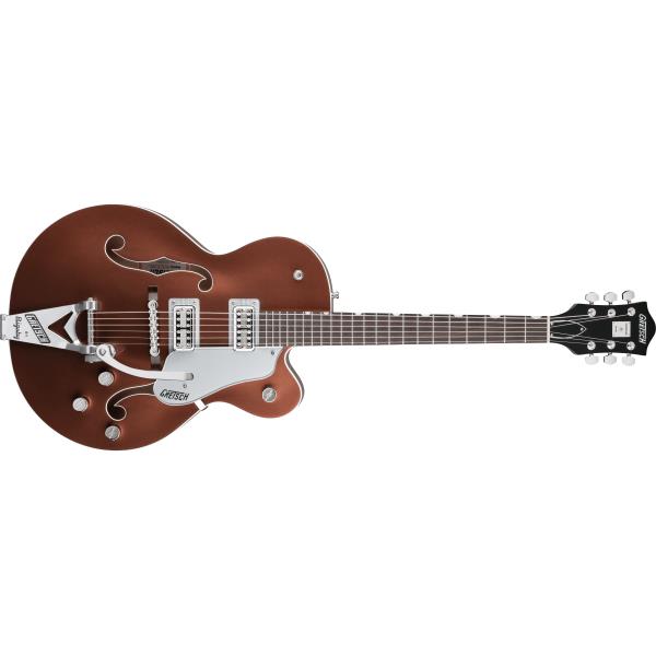 GRETSCH-ボディ材
G6118T Players Edition Anniversary™ Hollow Body with String-Thru Bigsby®, Rosewood Fingerboard, Two-Tone Copper Metallic/Sahara Metallic