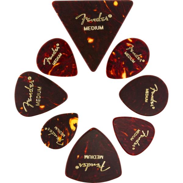 FenderAll Shapes, Celluloid Medley, Tortoise Shell, Medium, (8)