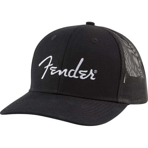 Fender-CapFender® Silver Thread Logo Snapback Trucker Hat, Black, One Size Fits Most