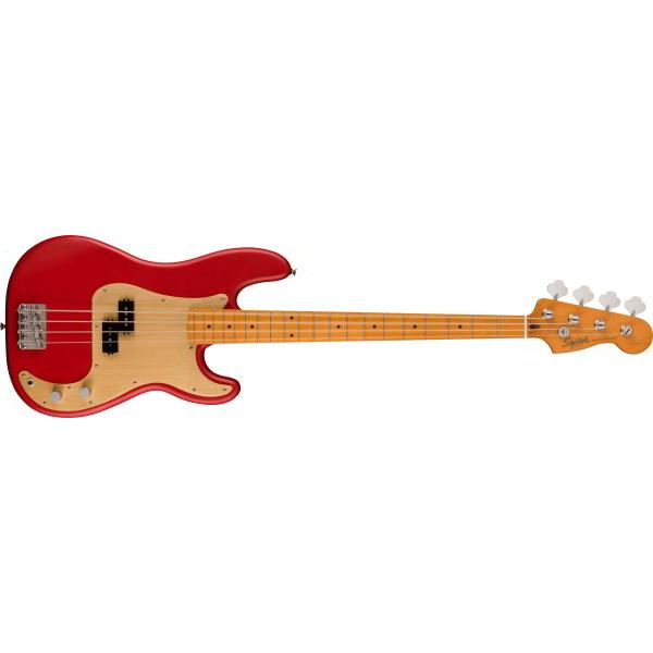 Squier-プレシジョンベース40th Anniversary Precision Bass®, Vintage Edition, Maple Fingerboard, Gold Anodized Pickguard, Satin Dakota Red