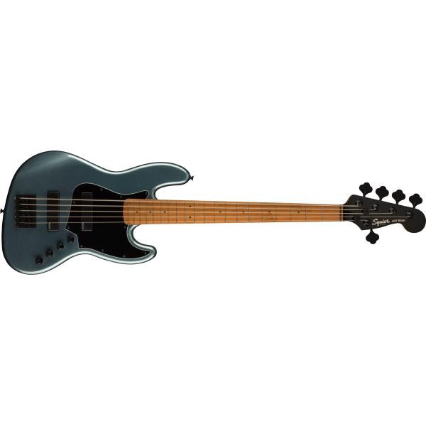Squier-ジャズベースContemporary Active Jazz Bass® HH V, Roasted Maple Fingerboard, Black Pickguard, Gunmetal Metallic