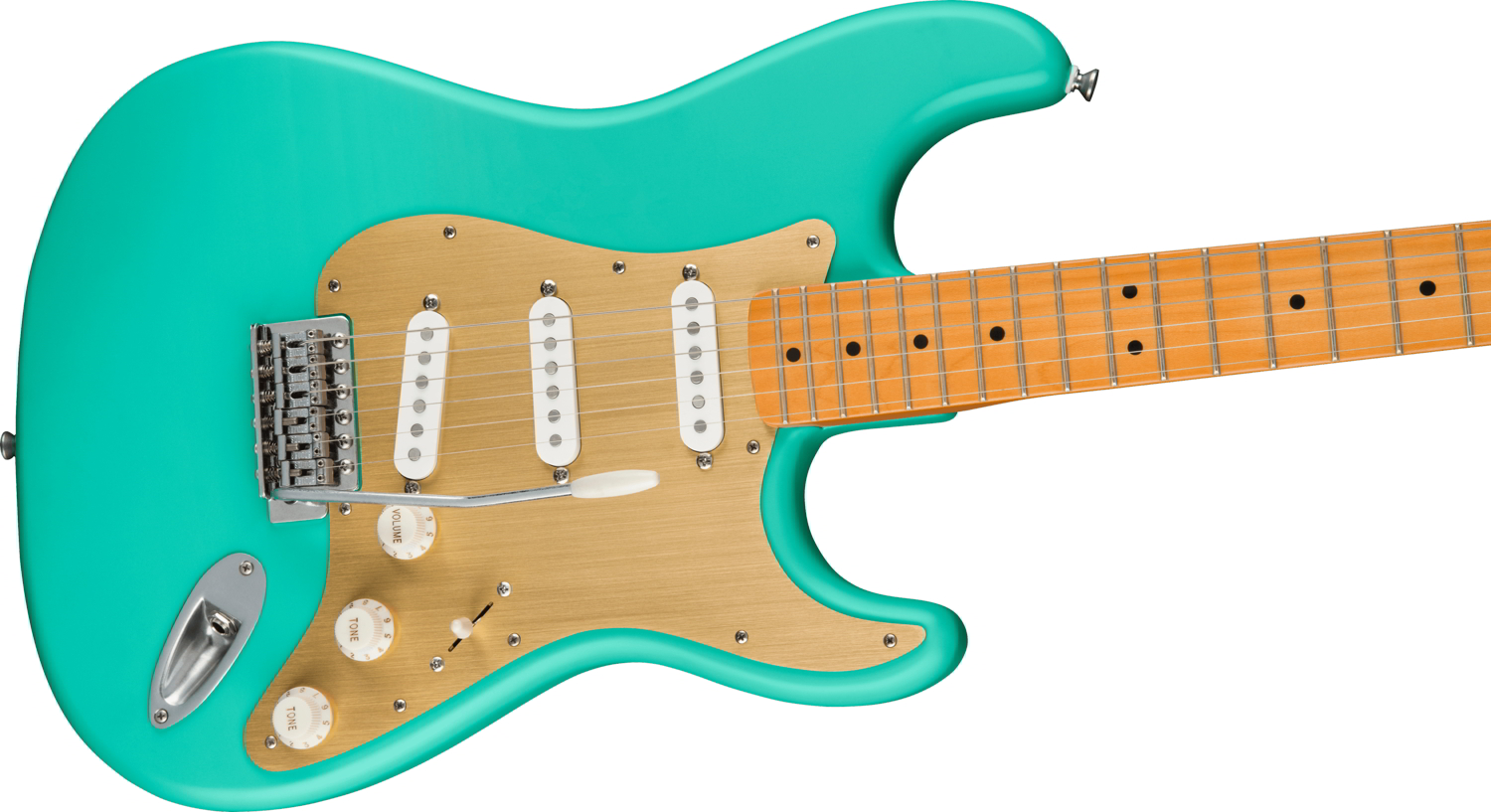 40th Anniversary Stratocaster®, Vintage Edition, Maple Fingerboard, Gold Anodized Pickguard, Satin Seafoam Green追加画像